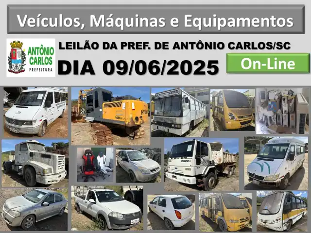 Leilão de bens da Pref. de Antônio Carlos . Edital 001/2025