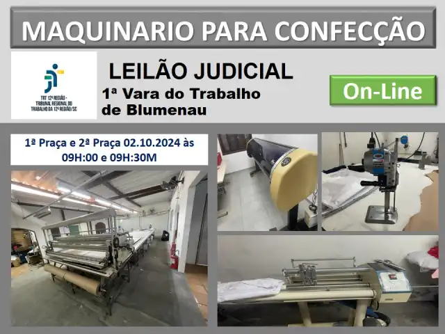 LEILÃO JUDICIAL  1ª VARA DO TRABALHO DE BLUMENAU