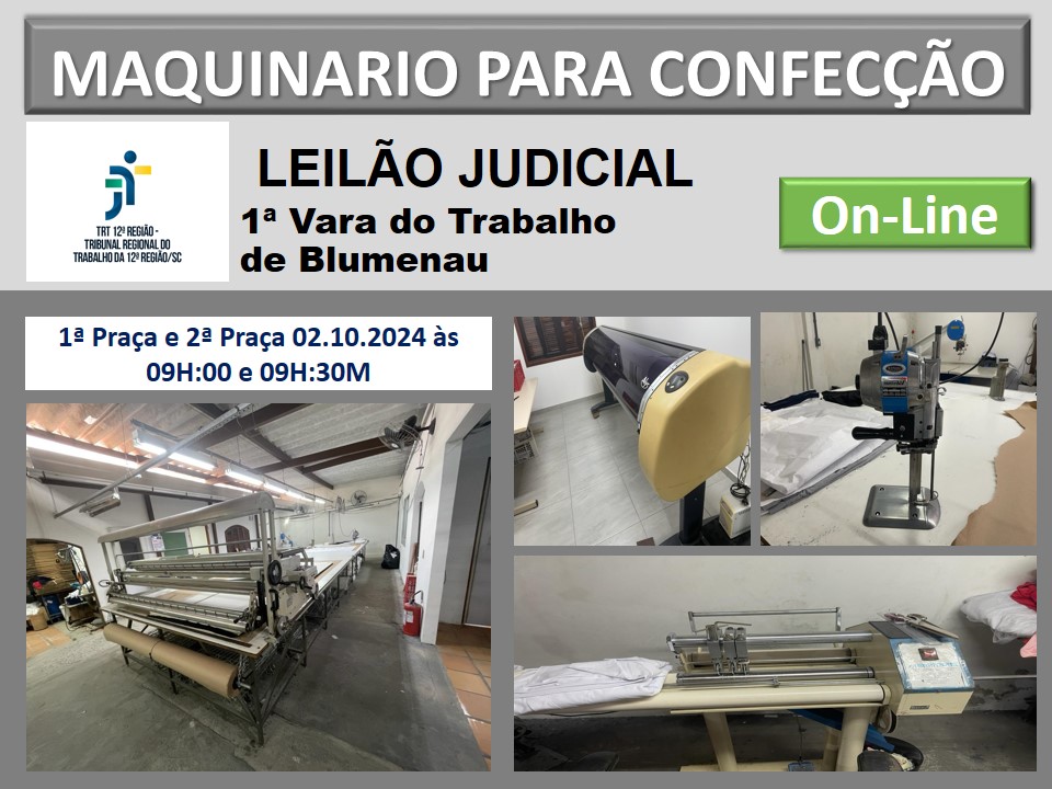 LEILÃO JUDICIAL  1ª VARA DO TRABALHO DE BLUMENAU
